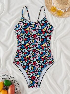 Women’s One-Piece Swimsuit - Multi Color Animal Print
